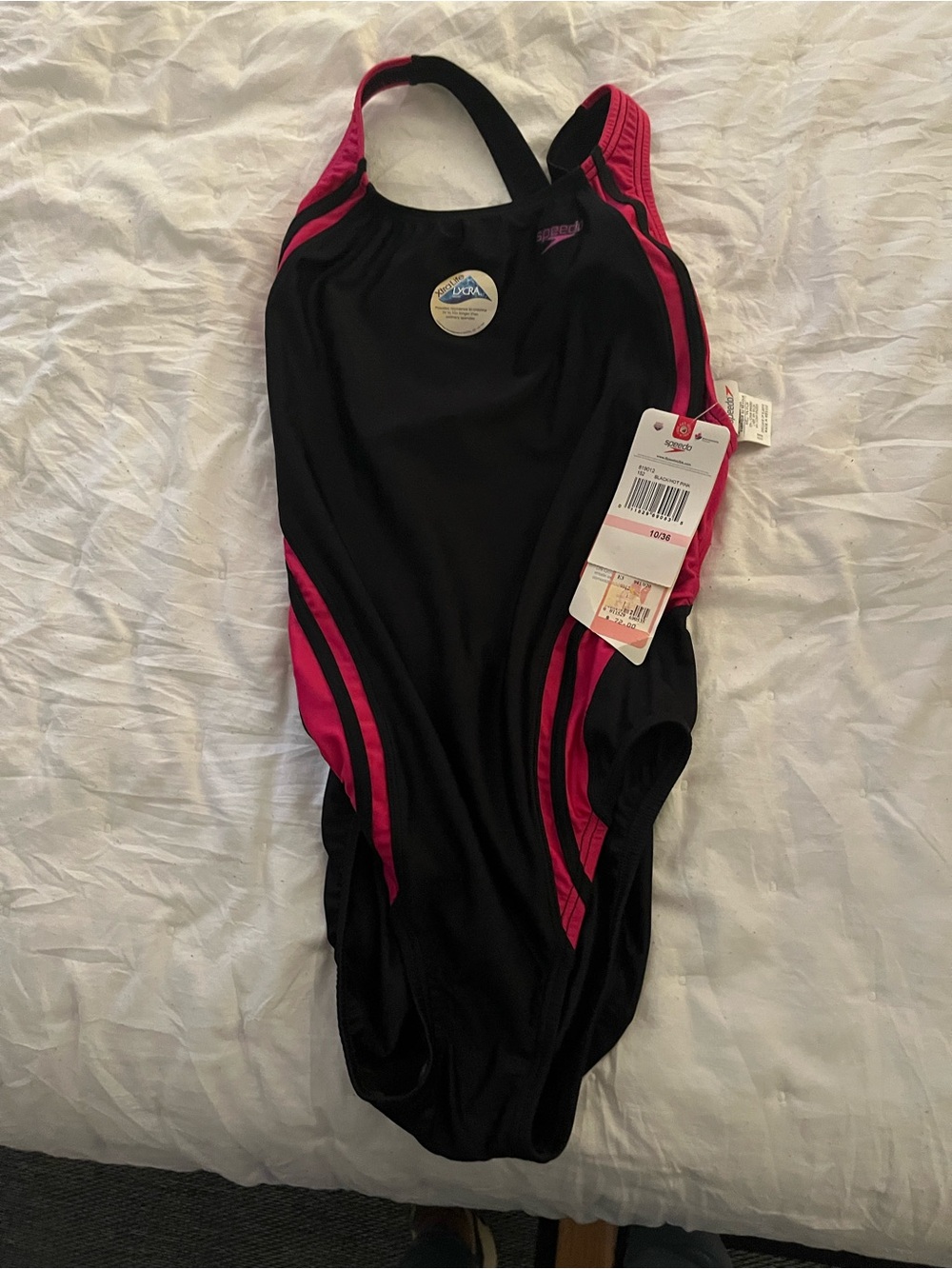 Speedo Black with Pink Trim Women’s Racing One-Piece size 10/36